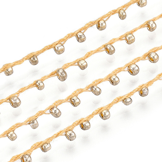 Позолоченные бисер шнуры, с полиэфирными шнурами, со случайными цветными катушками и нейлоновыми шнурами, 2 мм, около 100 ярдов / рулон