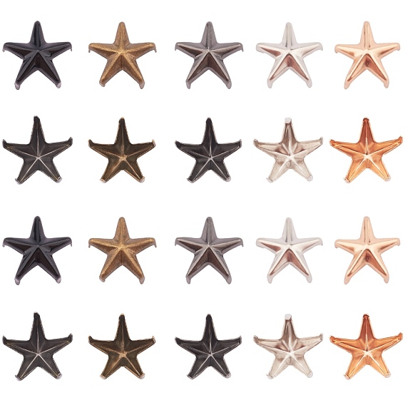 Brass Studs Rivets, For DIY Leather Craft, Five-Pointed Star