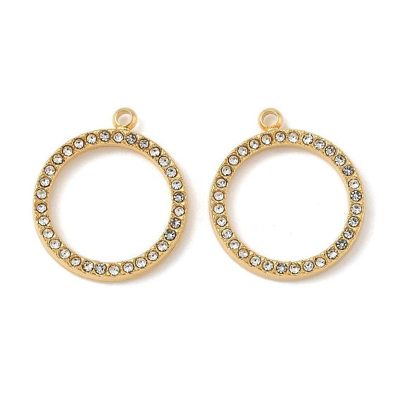 304 из нержавеющей стали горный хрусталь подвески, кольцо прелести, ионное покрытие (ip)