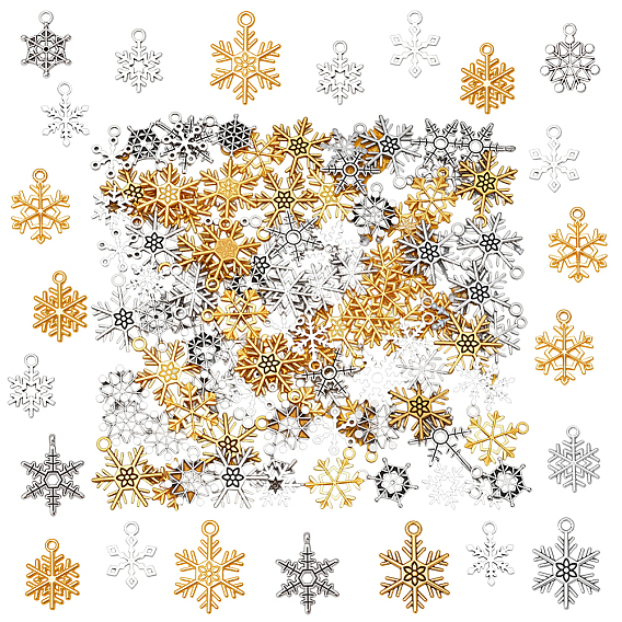 120 шт 12 стили подвески из сплава в тибетском стиле, прелести снежинки