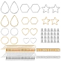 Dangle Earring DIY Making Kit, Including 201 Stainless Steel Linking Rings, Silicone Ear Nuts, Iron Jump Rings, Brass Earring Hooks