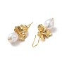 ABS Imitation Pearl Flower Dangle Earrings, Rack Plating Brass Jewelry for Women