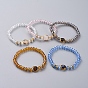 Natürlichen Edelstein Stretch-Armbänder, mit galvanischen Glasperlen und Messing-Strass-Distanzperlen
