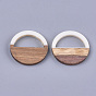 Resin & Walnut Wood Pendants, Flat Round