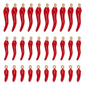 30Pcs 3 Styles Alloy Enamel Pendants, Horn of Plenty/Italian Horn Cornicello Charms