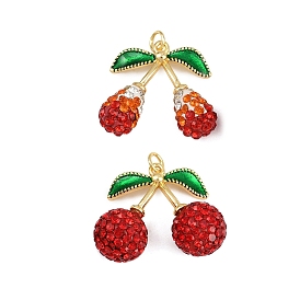 Латунь эмаль подвески, вишня, с полимерной глиной горный хрусталь, долговечный, без кадмия и без свинца, стойки покрытие, золотые, с целью перехода в кольце