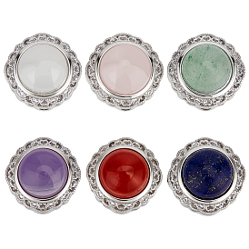 6 шт. 6 стили латунные многорядные звенья с натуральным аметистом, розовым кварцем, белым агатом, зеленым авантюрином, сердоликом и лазуритом, платина