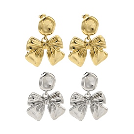 304 Stainless Steel Bowknot Stud Earrings for Women