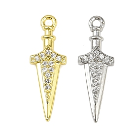 Латунные микропаве прозрачные подвески с фианитом, без кадмия, без никеля и без свинца, меч прелести