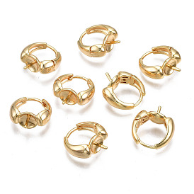 Brass Hoop Earring Findings,  for Half Drilled Bead, Cadmium Free & Nickel Free & Lead Free, Ring