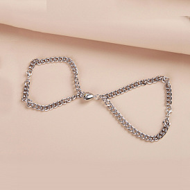 Retro Heart-shaped Magnetic Clasp Couples Bracelet Best Friend Gift
