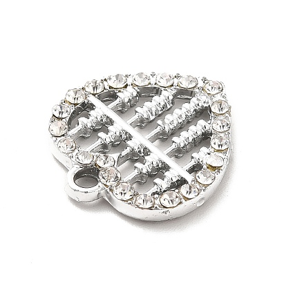 Alloy Rhinestone Pendants, Platinum Tone Hollow Out Heart Abacus Charms