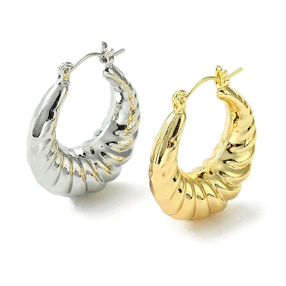Brass Hoop Earrings for Women, Croissant
