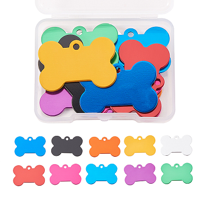 Пэт алюминиевые подвески, штамповка пустой метки, кость, разноцветные