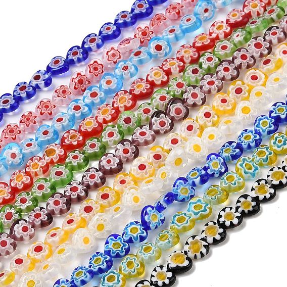 Handmade millefiori lampwork beads strands, сердце