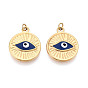 304 нержавеющей стальной эмали подвески, плоские круглые с сглаза, с целью перехода в кольце, ионное покрытие (ip), реальный 18 k позолоченный