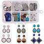 DIY Earring Making, with 304 Stainless Steel Stud Earring Components, Tibetan Style Alloy Pendant Cabochon Settings, Natural Mixed Gemstone Cabochons and Brass Ear Nuts Earrings Backs