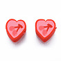Handmade Polymer Clay Beads, Heart with Cherry