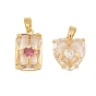 Латунные микро проложить кубического циркония подвески, со стеклянными бусинами, золотые