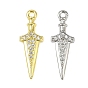 Латунные микропаве прозрачные подвески с фианитом, без кадмия, без никеля и без свинца, меч прелести