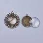 DIY Pendant Making, Tibetan Style Alloy Pendant Cabochon Settings and Half Round/Dome Transparent Clear Glass Cabochons