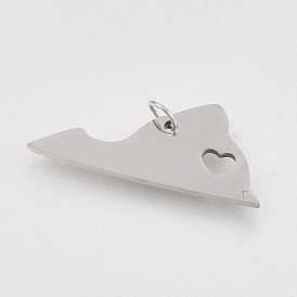 201 Stainless Steel Pendants, Map of Virginia