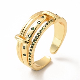 Cubic Zirconia Chunky Open Cuff Ring, Real 18K Gold Plated Brass Jewelry for Women, Lead Free & Cadmium Free