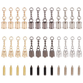 24 наборы 6 стиль цинковый сплав наконечник шнура, торцевая крышка, с удлинителем цепи и винтом, цветок и колонна