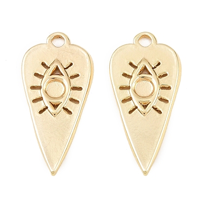 304 Stainless Steel Pendants, Heart with Evil Eye Charms, Rack Plating, Long-Lasting Plated