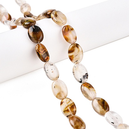 Синтетические Tigerskin стеклянные бусы пряди, Плоско-овальные