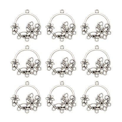 Tibetan Style Alloy Connector Rhinestone Settings, Flower