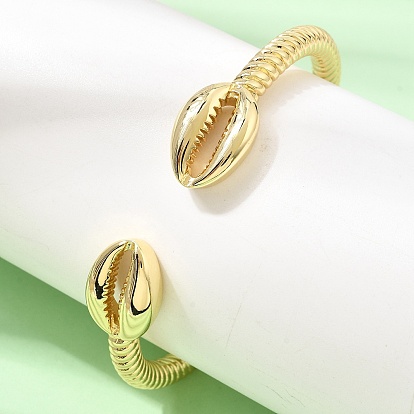 Ocean Brass Shell Shape Open Cuff Bangles for Women, Long-Lasting Plated, Cadmium Free & Lead Free, Rack Plating