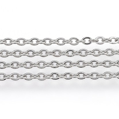 304 Stainless Steel Cable Chain, Soldered, Flat Oval