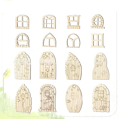 Wooden Fairy Door Figurines Ornaments, for Garden Courtyard Tree Decoration