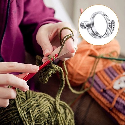 Alloy Wrap Cuff Ring, Knitting Loop Crochet Loop, Yarn Guide Finger Holder for Women