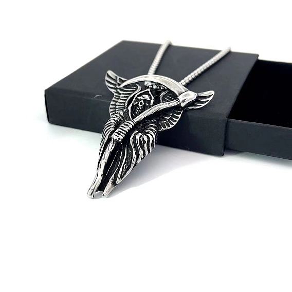 Винтажные готические ожерелья из нержавеющей стали в стиле панк с изображением жнеца