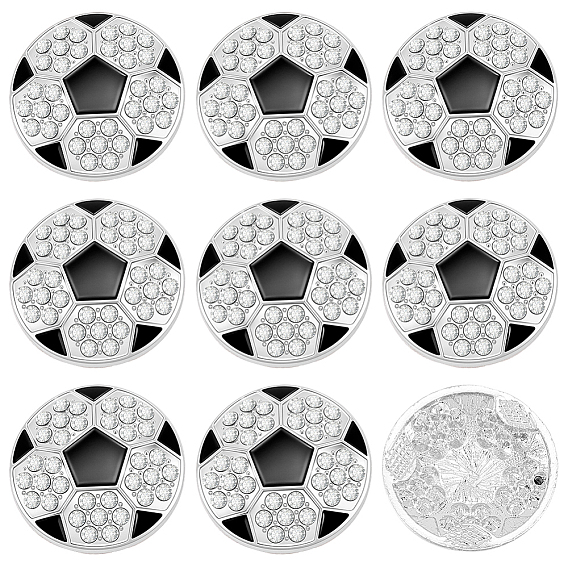 10Pcs Sports Balls Alloy Rhinestone Cabochons