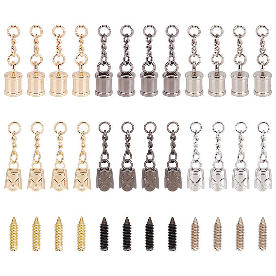 24 наборы 6 стиль цинковый сплав наконечник шнура, торцевая крышка, с удлинителем цепи и винтом, цветок и колонна