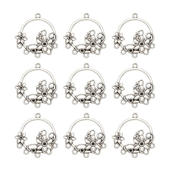 Tibetan Style Alloy Connector Rhinestone Settings, Flower