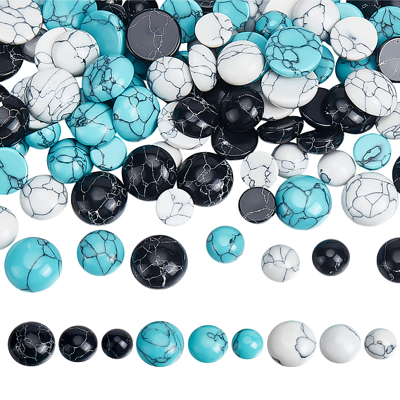108шт. 9 стили окрашенные синтетические бирюзовые кабошоны, полукруглые / купольные