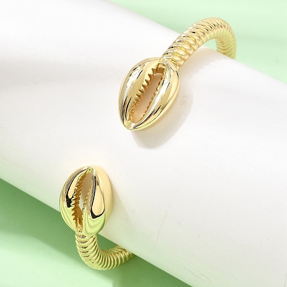 Ocean Brass Shell Shape Open Cuff Bangles for Women, Long-Lasting Plated, Cadmium Free & Lead Free, Rack Plating