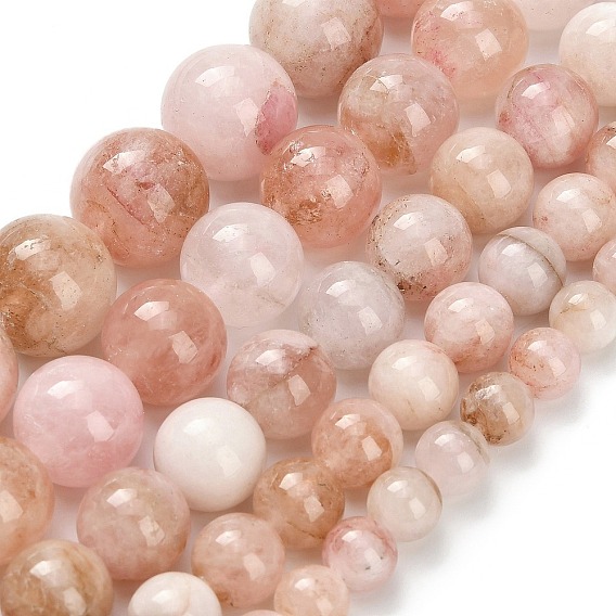 Натуральный розовый морганит бисер нитей, круглые