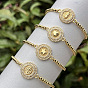 Bracelet coulissant ajustable en laiton avec micro-pavé de zircon cubique transparent et chaîne à billes, Bracelets à maillons pour femmes, réel 18 k plaqué or