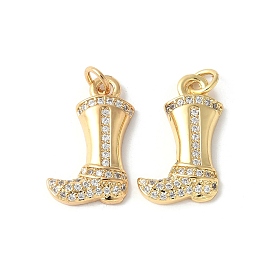 Латунные микропаве прозрачные подвески с фианитом, без кадмия и без свинца, ковбойский сапог