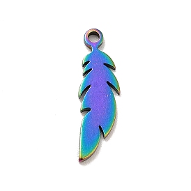 201 Stainless Steel Pendants, Feather Charms