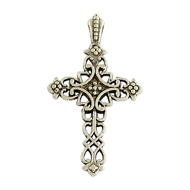 Tibetan Style Alloy Cross Gothic Pendants, Cadmium Free & Lead Free, 38x21x4mm, Hole: 2.5x1.5mm