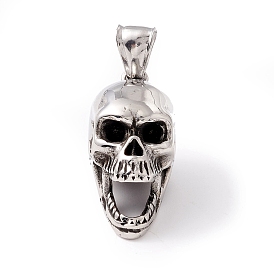 Tibetan Style 304 Stainless Steel Pendants, Skull