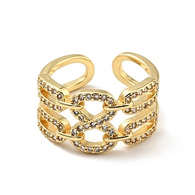 Открытое кольцо-манжета бесконечности с кубическим цирконием, настоящие позолоченные украшения из латуни для женщин, без кадмия и без свинца