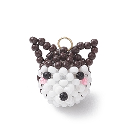 Стеклянные подвески из бисера, с 304 кольцами из нержавеющей стали, собачий шарм