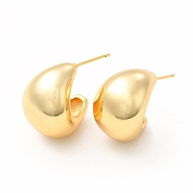 Rack Plating Brass Curved Dome Stud Earrings for Women, Cadmium Free & Lead Free